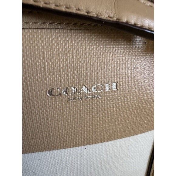 COPY - Coach Bleeker Bag Mini Preston Satchel Stripped Tan White Bag Crossbody - Picture 9 of 14